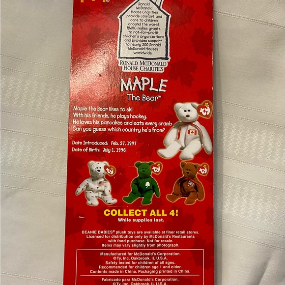 Rare Error Ty Beanie Babies International Bears. Full set of 4. Retired. - Picture 6 of 12